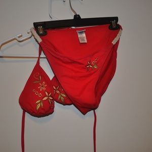 Red Bikini Top and Bottoms Size Large